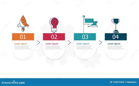 Horizontal Timeline Infographics 4 Steps for Business Stock Vector - Illustration of concept ...