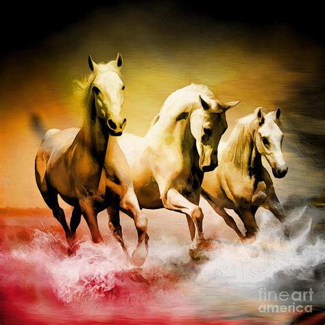 Running Horses (VASTU) By ARTOHOLIC (ART_3319_62769) Handpainted Art Painting 36in X 24in ...