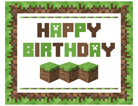 Happy Birthday Minecraft Cake Toppers Printable - Printable Word Searches