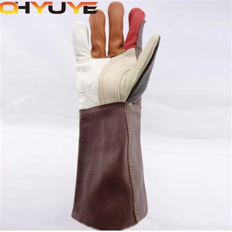 Cowhide welders argon arc welding wear resistant gloves the first layer of leather gloves double ...