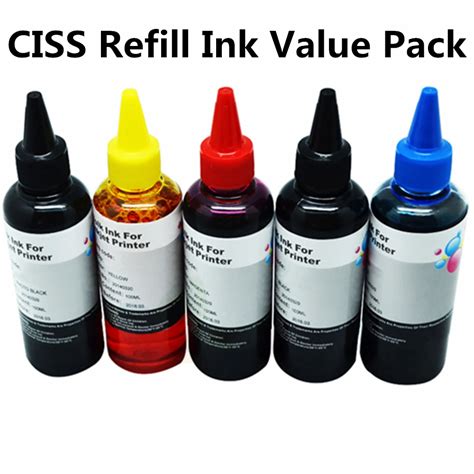 5x100ml Printer Ink Refill Kit for Epson Canon HP Brother for Dell Kodak Inkjet Ciss Cartridge ...