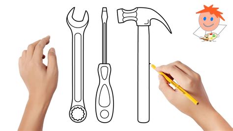 How to draw a set of handyman tools | Easy drawings - YouTube