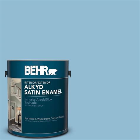 BEHR 1 gal. #M500-3 Blue Chalk Color Satin Enamel Alkyd Interior/Exterior Paint-790001 - The ...