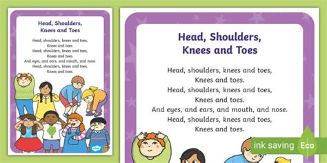 Head, Shoulders, Knees and Toes Rhyme - English - Twinkl