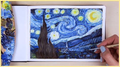 How to Paint the Starry Night with Acrylic Paint Step by Step | Art Journal Thursday Ep. 24 ...