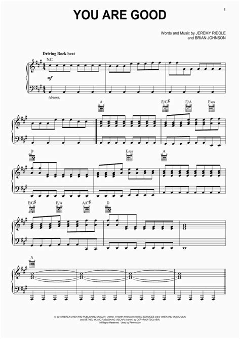 You Are Good Piano Sheet Music | OnlinePianist