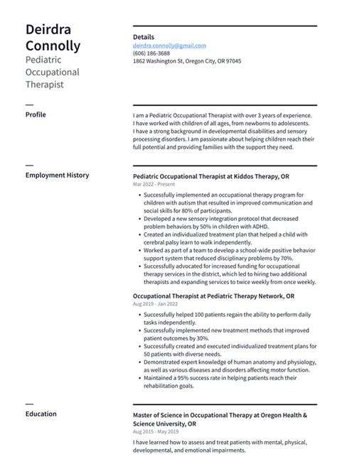 Occupational Therapist Resume Example and Writing Guide