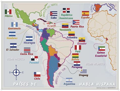 Printable Map Of Spanish Speaking Countries