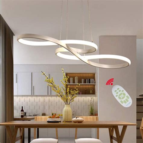 Modern Pendant Lighting White LED Pendant Light for Contemporary Living Dining Room Kitchen ...