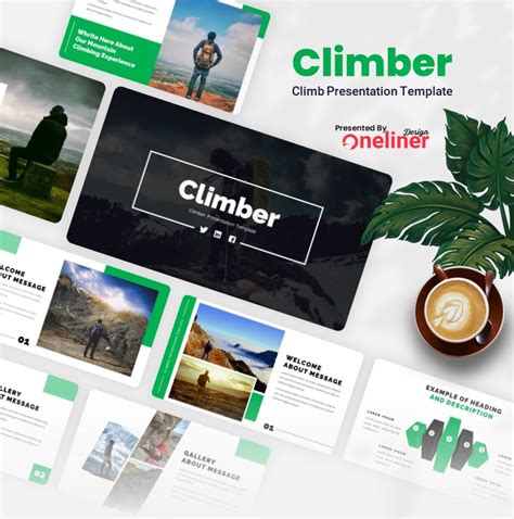 Climber - Adventure and Hiking Mountain Powerpoint Template, Presentation Templates