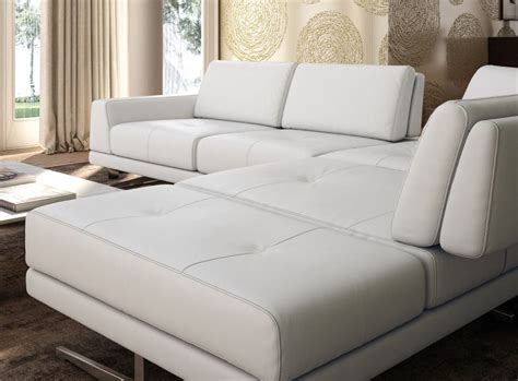 Accenti Italia Bellagio Italian Modern White Leather Sectional Sofa at Futonland