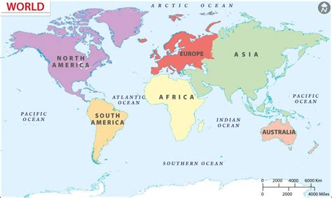 World Continents Map | 7 Continents of the World