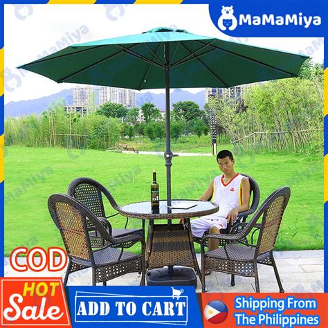 ☬⊕2.7M Outdoor Patio Umbrella Heavy Duty Garden Beach Parasol Waterproof Table Umbrella With ...