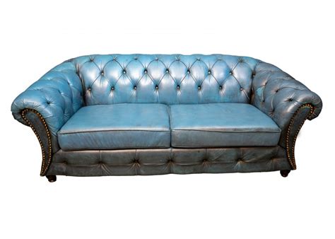 Vintage Jeans Blue Leather Chesterfield sofa | #154889