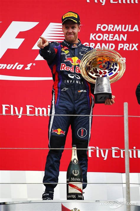 Race winner Sebastian Vettel, Red Bull Racing celebrates on the podium | Main gallery | Photos ...