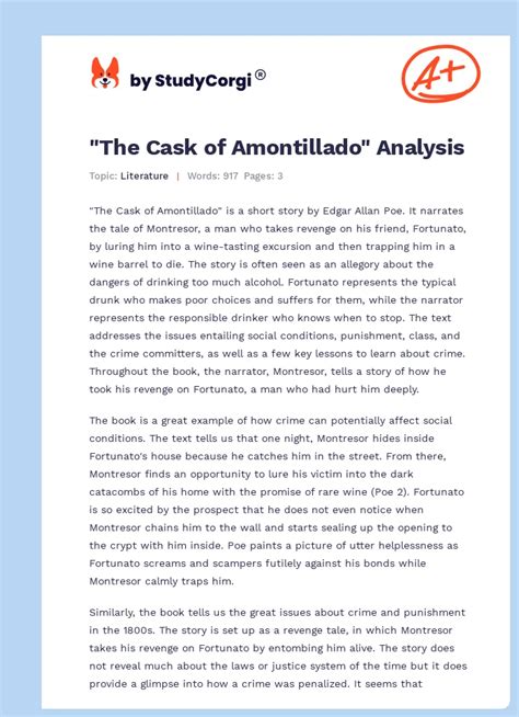 "The Cask of Amontillado" Analysis | Free Essay Example