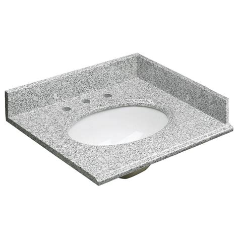 Foremost 25 in. W Granite Vanity Top in Rushmore Grey and Basin in White with Backsplash and ...