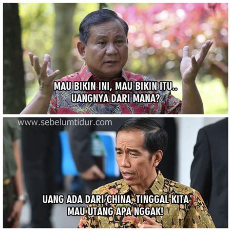 Meme Jokowi vs Prabowo Terbaru, "Uangnya Darimana Pak Jokowi?" - SebelumTidur.Com