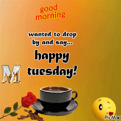 Good Morning Happy Tuesday Cup Of Hot Coffee GIF | GIFDB.com