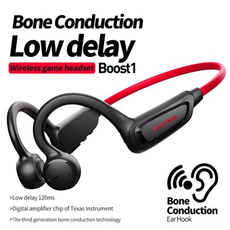 Plextone Boost1 Bone Conduction Bluetooth Wireless Gaming Headset with Mic & Volume Control