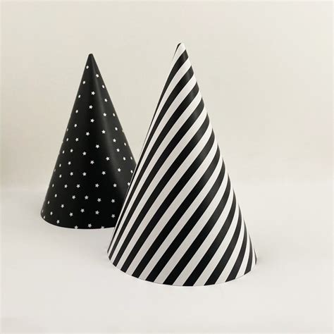 Printable Party Decoration for Free - Black & white birthday party hats