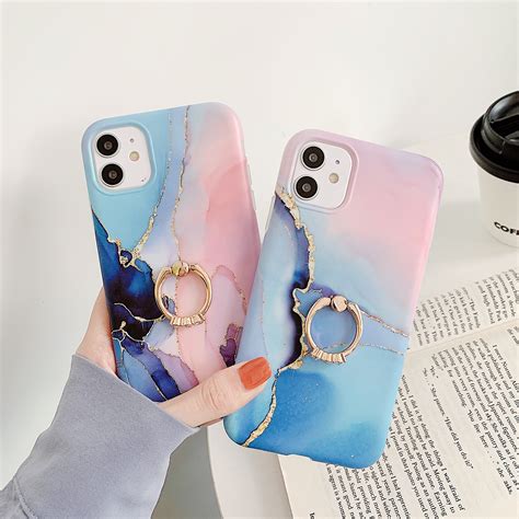 Marble Cases For IPhone 11 Pro 7 8 Plus X XR XS Max SE 2020 Case Ring Bracket Soft Silicone ...