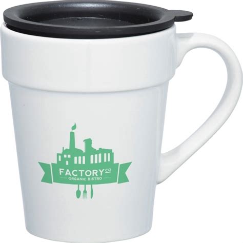 Tapered Ceramic Custom Travel Mug w/ Lid - 10 oz. | Custom Drinkware