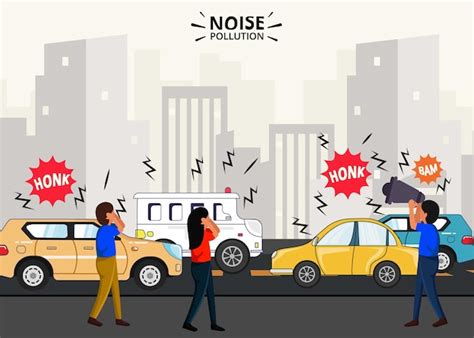 Premium Vector | Noise pollution by vehicles illustration