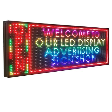 Buy P10 Outdoor LED Sign 39" X 14" RGB Full Color WiFi Programmable Bright LED Scrolling Message ...