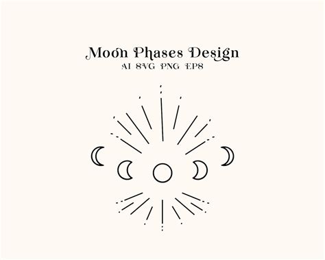 Moon Phases Design Clipart SVG Celestial Moon Phase Vector - Etsy