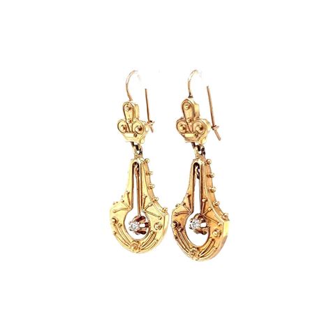 Victorian Style Diamond Earrings in Yellow Gold - Etsy