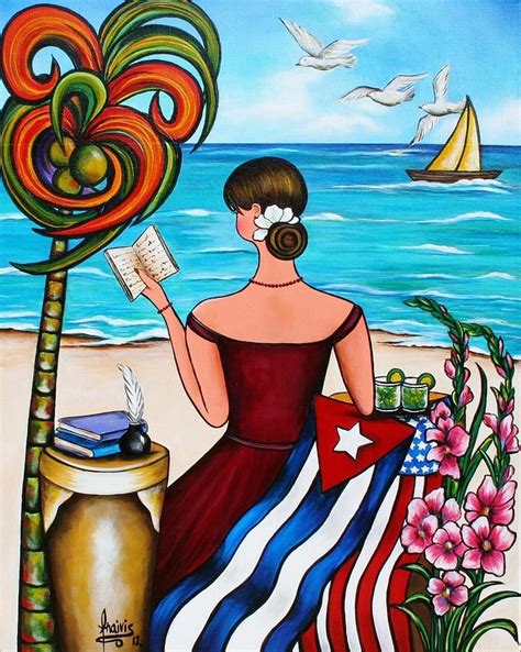 a painting of a woman sitting on the beach with an american flag in her lap