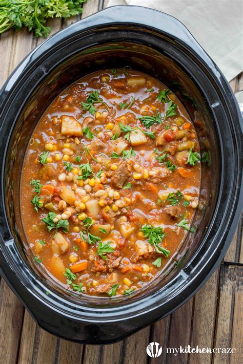 Slow Cooker Beef and Vegetable Soup - My Kitchen Craze