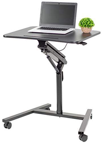 Get VIVO Black Mobile 28” Height Adjustable Rolling Lectern Podium Laptop Workstation Cart with ...