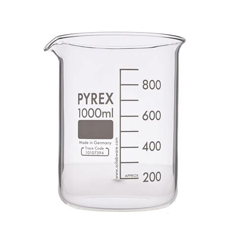 GP052967AD - Pyrex® Glass Beaker, Squat Form - 1000ml - Pack of 10 | GLS Educational Supplies