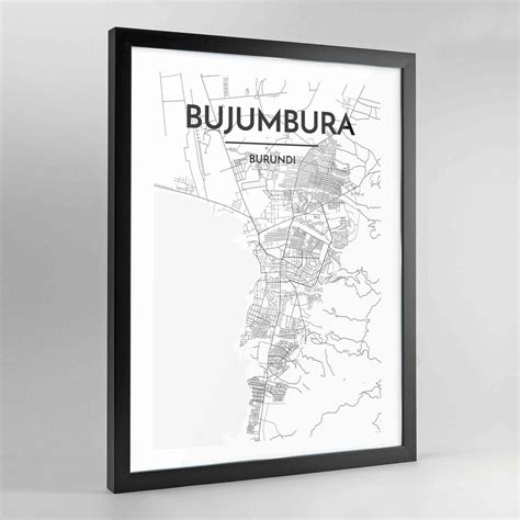 Bujumbura City Map Framed Art - Solid wood framed built in Canada - Point Two Design