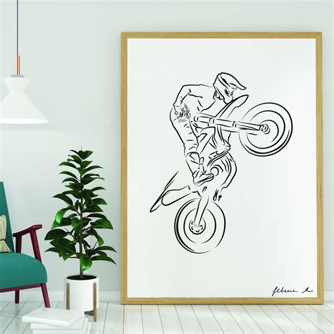 Motorcycle Line Art Motorcyclist Drawing Motorcycle Gifts | Etsy