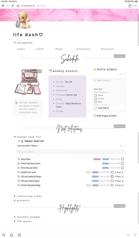 Notion setup in 2021 | Notions, Bullet journal ideas pages, Personal organization