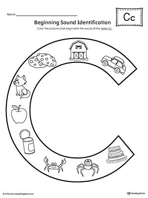 Letter C Beginning Sound Color Pictures Worksheet | MyTeachingStation.com