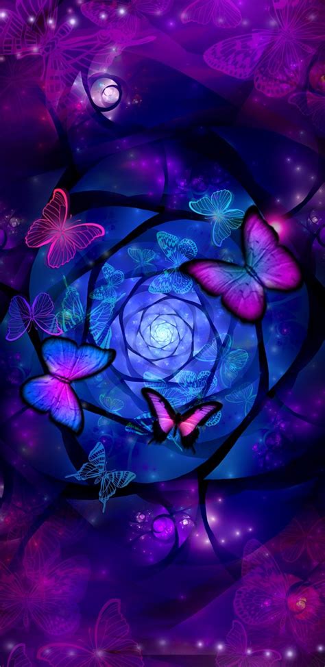 Wallpaper Pink Flower Art Purple Blue Butterfly Butterfly Images - Download Free Mock-up