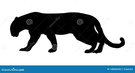 Jaguar Vector Illustration Black Silhouette Stock Vector - Illustration of safari, isolated ...