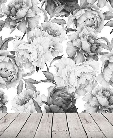 Black and White Floral Wallpaper Mural Peel and Stick Remove | Etsy