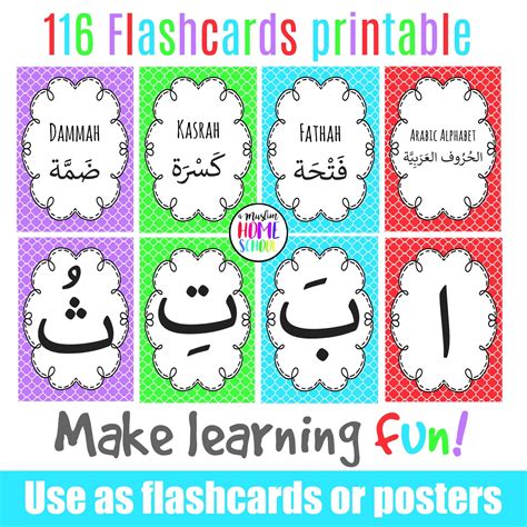 a muslim homeschool: Printable Arabic alphabet flashcard / posters, with harakat.