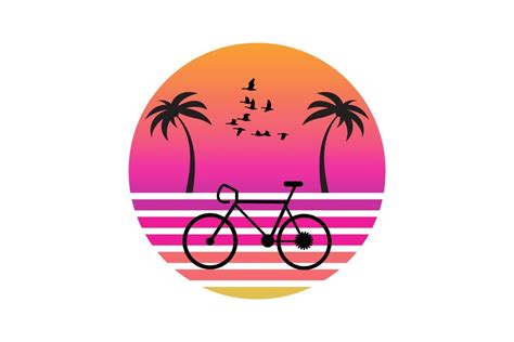 Bicycle Silhouette Retro Sunset Graphic by MagaArt · Creative Fabrica