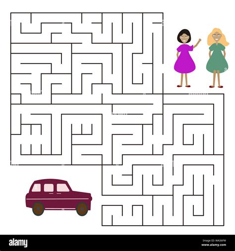 Maze game for kids.Find right way. Isolated simple square maze on white background. template ...