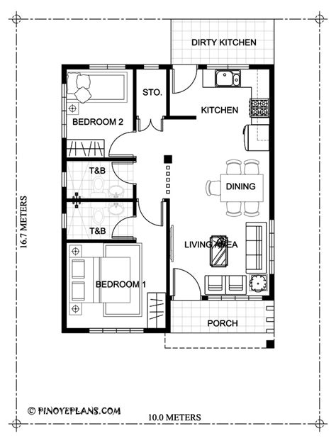 Two Bedroom Small House Design (SHD-2017030) | Pinoy ePlans