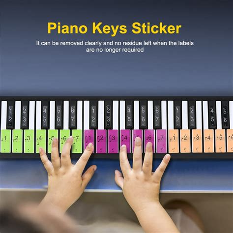 WALFRONT Removable 88 Keys Piano Electronic Keyboard Note White Keys Stickers Labels for ...