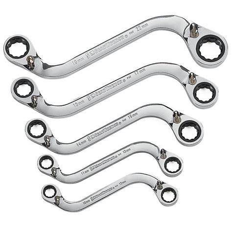 GearWrench S-Shaped Reversible Double Box Ratcheting Wrench Set (5-Piece)-85299 - The Home Depot