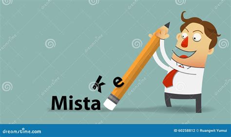 Businessman Removing Mistake With His Eraser In Flat Design. Cartoon Character. Stock Vector ...