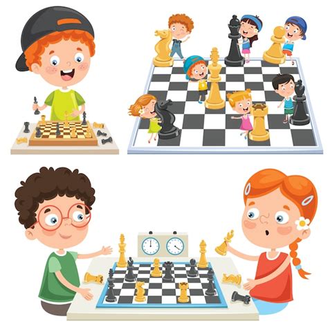 Collection of kids playing chess Vector | Premium Download